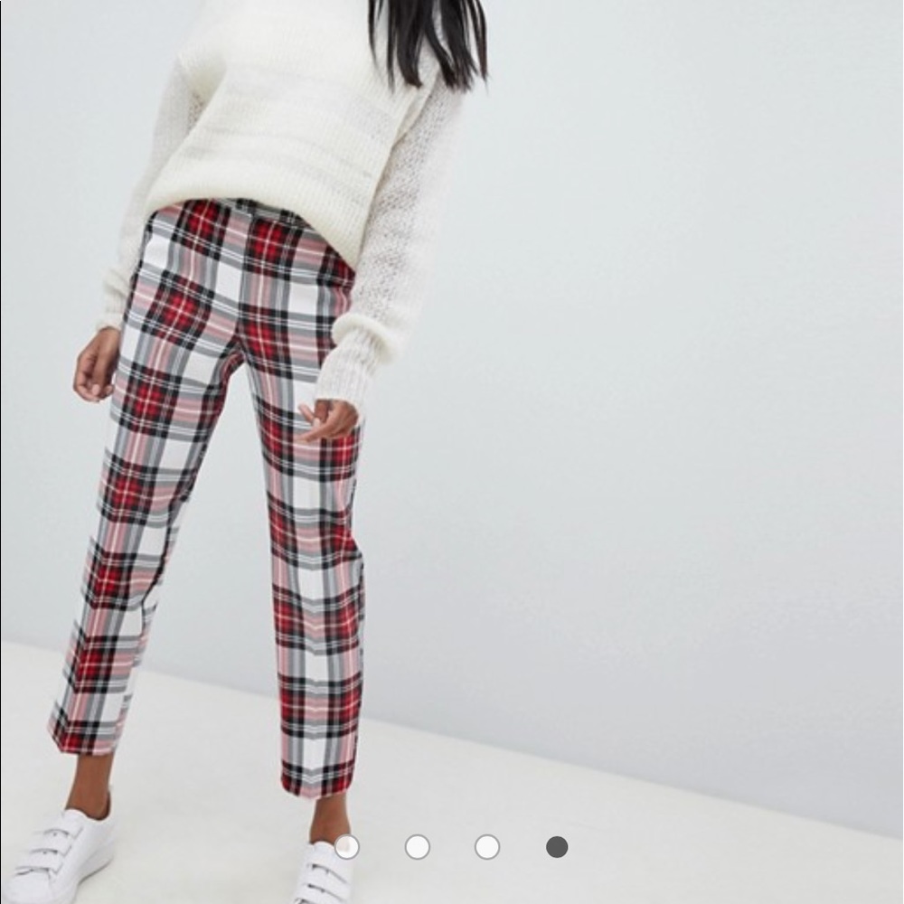 ASOS cigarette trousers cropped red check US sz 8